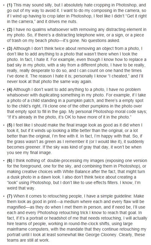 Scott Kelby's Ethics of Photographic Manipulation